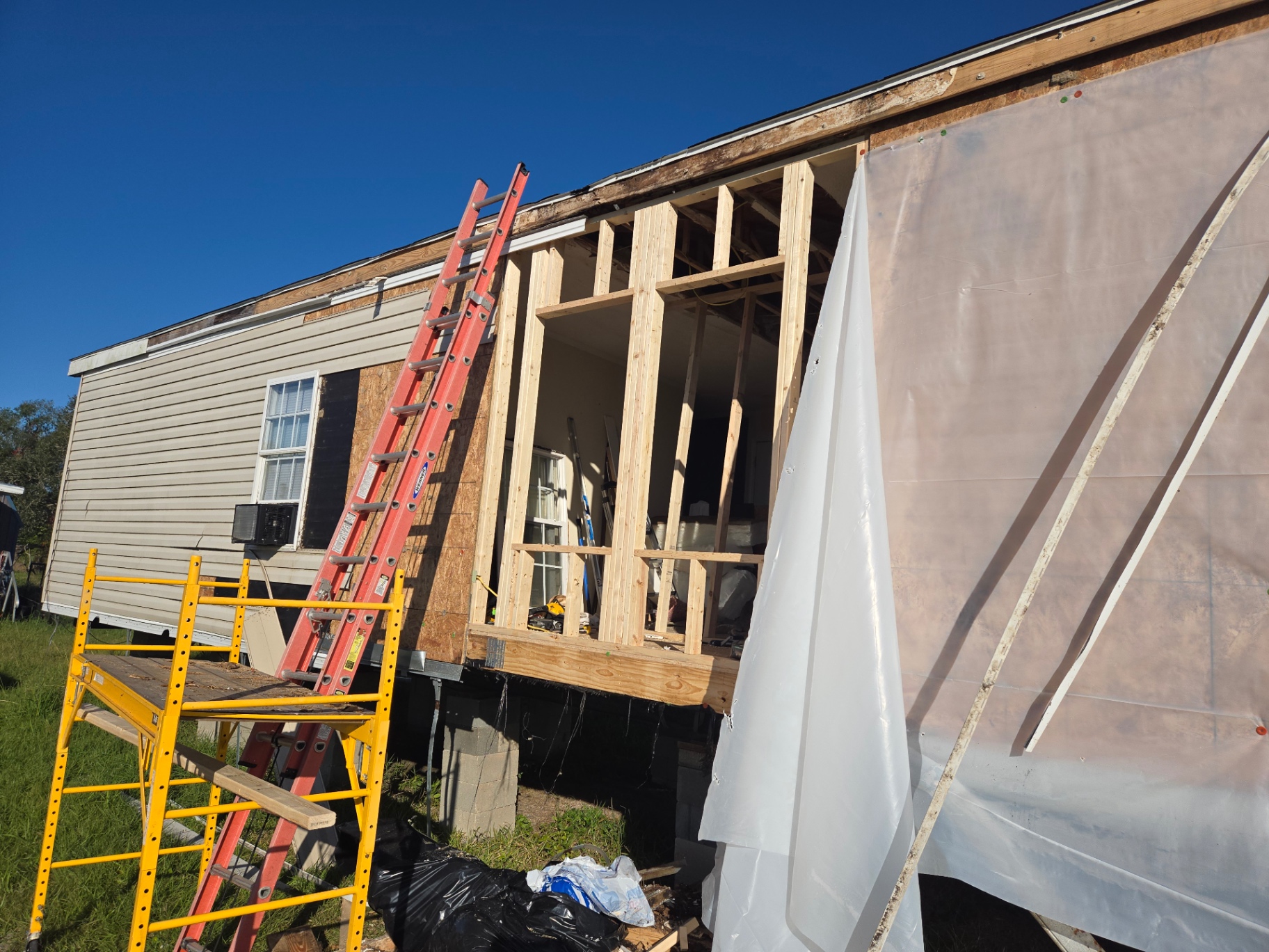 Exterior wall during rebuild